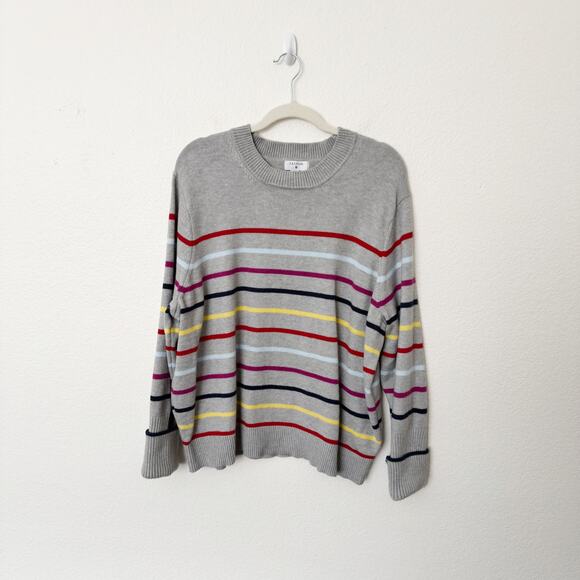 [La Ligne x Target] Gray Rainbow Striped Long Sleeve Crew Neck Sweater Size 2X - Picture 3 of 12